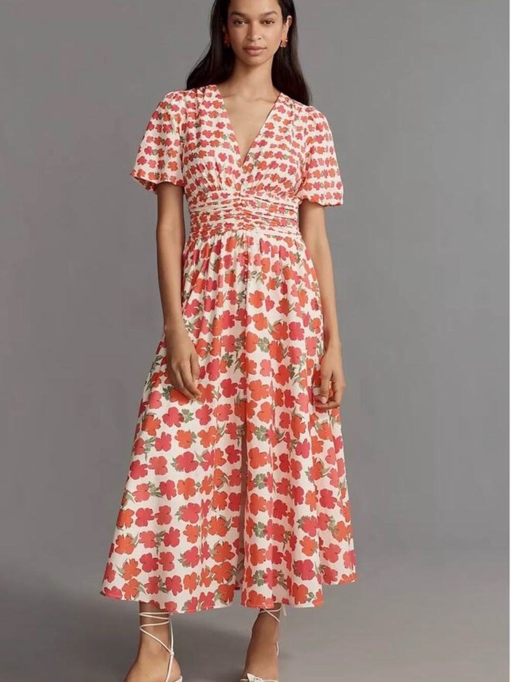 Anthropologie Orange Floral Mini Dress